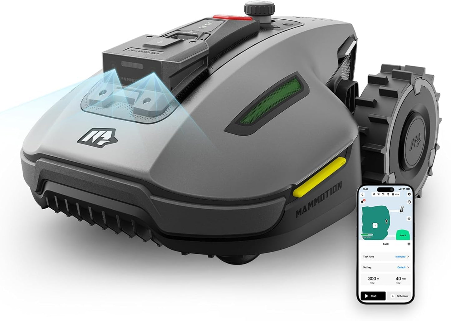 MAMMOTION YUKA Mini 500 Mähroboter ohne Begrenzungskabel, NetRTK+Vision, Keine RTK-Antenne erforderlich, Auto-Kartierung, Empf. 500m², mit 4G-Modul, 50% Steigung